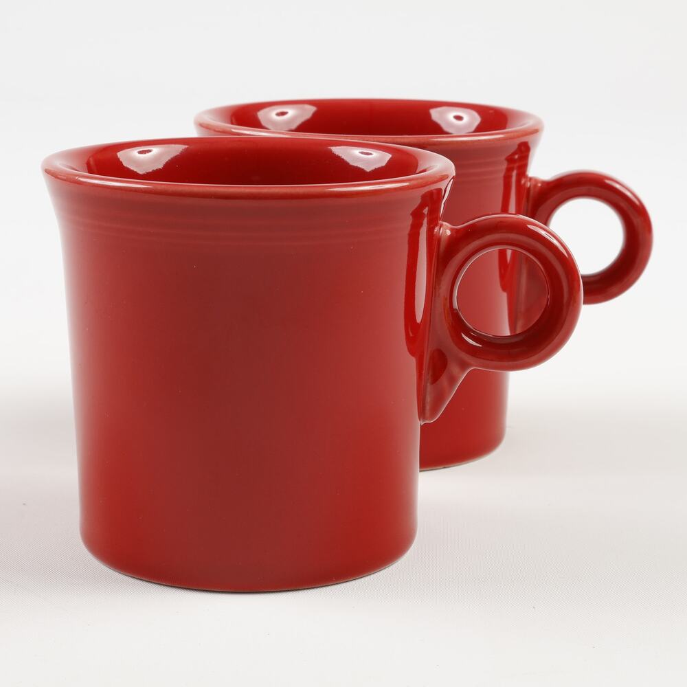 Pair of HLC Fiesta USA Tom & Jerry O Handle 12oz Ceramic Coffee Mugs Red